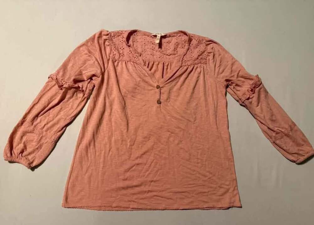 Matilda Jane Women’s Pink Eyelet Peasant Blouse Size Medium